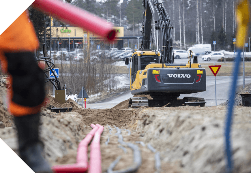 Grävarbete med rörläggning